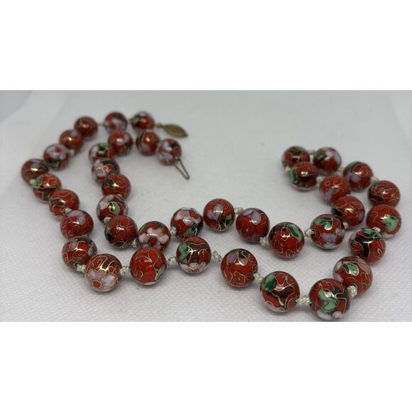 Vintage Chinese cloisonné beaded necklace - Picture 5 of 9